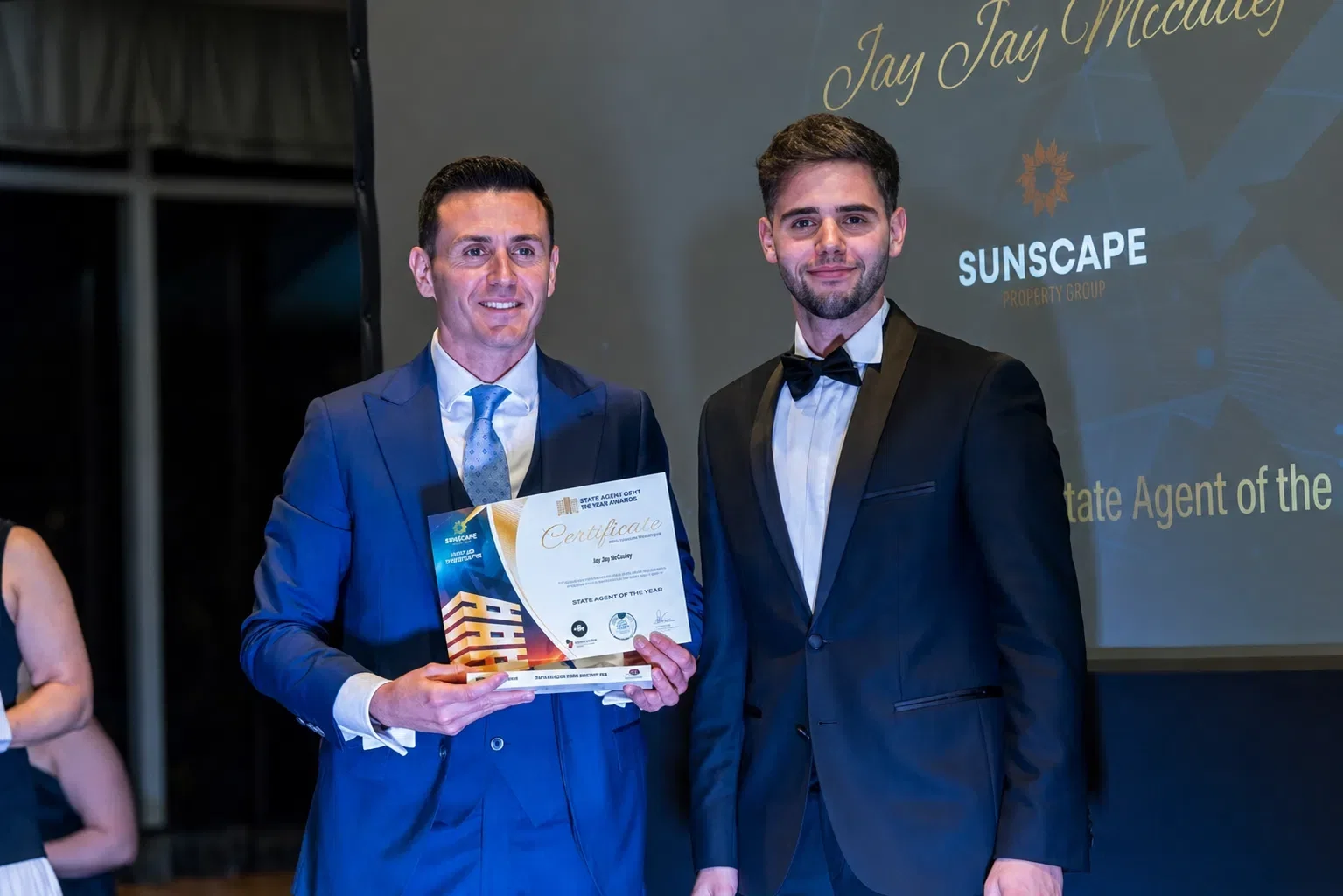 Jay Jay Micallef receiving an Estate Agent of the Year award in Malta